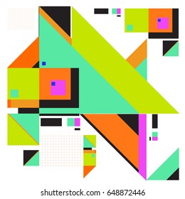 Trendy geometric elements memphis greeting cards design. Retro style texture, pattern and elements. Modern abstract design poster and cover template