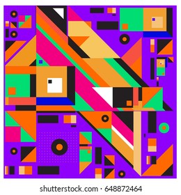 Trendy geometric elements memphis greeting cards design. Retro style texture, pattern and elements. Modern abstract design poster and cover template