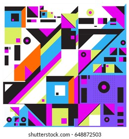 Trendy geometric elements memphis greeting cards design. Retro style texture, pattern and elements. Modern abstract design poster and cover template