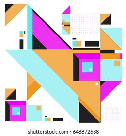 Trendy geometric elements memphis greeting cards design. Retro style texture, pattern and elements. Modern abstract design poster and cover template