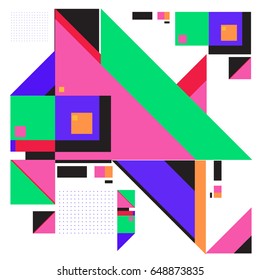 Trendy geometric elements memphis greeting cards design. Retro style texture, pattern and elements. Modern abstract design poster and cover template