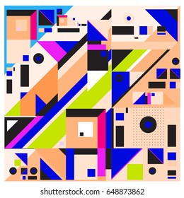 Trendy geometric elements memphis greeting cards design. Retro style texture, pattern and elements. Modern abstract design poster and cover template