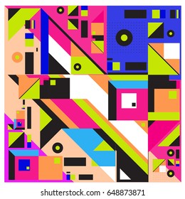 Trendy geometric elements memphis greeting cards design. Retro style texture, pattern and elements. Modern abstract design poster and cover template