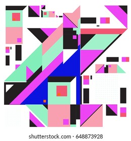 Trendy geometric elements memphis greeting cards design. Retro style texture, pattern and elements. Modern abstract design poster and cover template