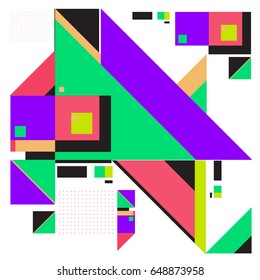 Trendy geometric elements memphis greeting cards design. Retro style texture, pattern and elements. Modern abstract design poster and cover template