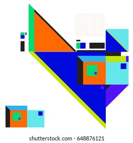 Trendy geometric elements memphis greeting cards design. Retro style texture, pattern and elements. Modern abstract design poster and cover template