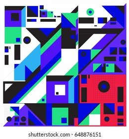 Trendy geometric elements memphis greeting cards design. Retro style texture, pattern and elements. Modern abstract design poster and cover template