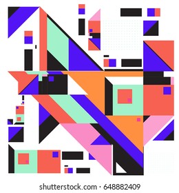 Trendy geometric elements memphis greeting cards design. Retro style texture, pattern and elements. Modern abstract design poster and cover template