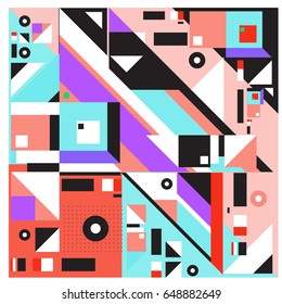 Trendy geometric elements memphis greeting cards design. Retro style texture, pattern and elements. Modern abstract design poster and cover template