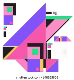 Trendy geometric elements memphis greeting cards design. Retro style texture, pattern and elements. Modern abstract design poster and cover template