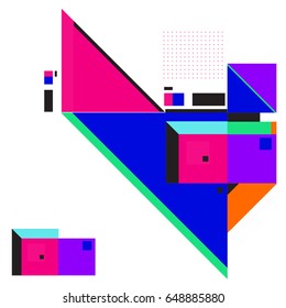 Trendy geometric elements memphis greeting cards design. Retro style texture, pattern and elements. Modern abstract design poster and cover template