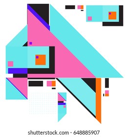 Trendy geometric elements memphis greeting cards design. Retro style texture, pattern and elements. Modern abstract design poster and cover template