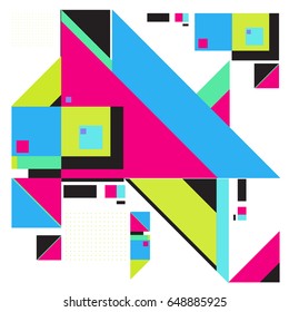 Trendy geometric elements memphis greeting cards design. Retro style texture, pattern and elements. Modern abstract design poster and cover template