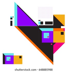 Trendy geometric elements memphis greeting cards design. Retro style texture, pattern and elements. Modern abstract design poster and cover template