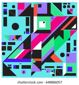 Trendy geometric elements memphis greeting cards design. Retro style texture, pattern and elements. Modern abstract design poster and cover template