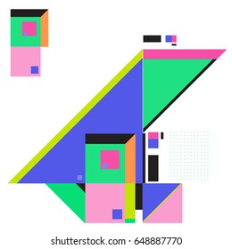 Trendy geometric elements memphis greeting cards design. Retro style texture, pattern and elements. Modern abstract design poster and cover template
