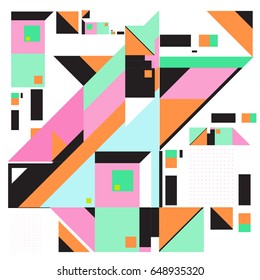 
Trendy geometric elements memphis greeting cards design. Retro style texture, pattern and elements. Modern abstract design poster and cover template
