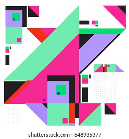 
Trendy geometric elements memphis greeting cards design. Retro style texture, pattern and elements. Modern abstract design poster and cover template
