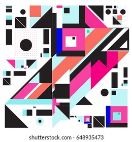 
Trendy geometric elements memphis greeting cards design. Retro style texture, pattern and elements. Modern abstract design poster and cover template
