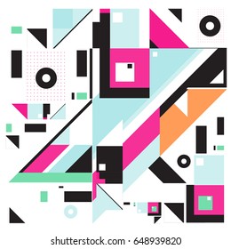 Trendy geometric elements memphis greeting cards design. Retro style texture, pattern and elements. Modern abstract design poster and cover template