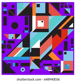 Trendy geometric elements memphis greeting cards design. Retro style texture, pattern and elements. Modern abstract design poster and cover template