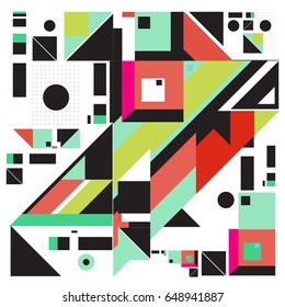 Trendy geometric elements memphis greeting cards design. Retro style texture, pattern and elements. Modern abstract design poster and cover template
