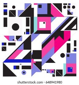 Trendy geometric elements memphis greeting cards design. Retro style texture, pattern and elements. Modern abstract design poster and cover template