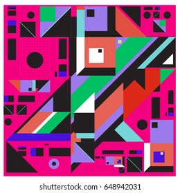 Trendy geometric elements memphis greeting cards design. Retro style texture, pattern and elements. Modern abstract design poster and cover template