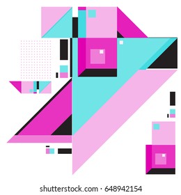 Trendy geometric elements memphis greeting cards design. Retro style texture, pattern and elements. Modern abstract design poster and cover template