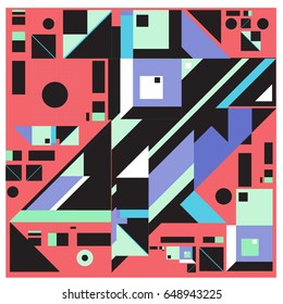 Trendy geometric elements memphis greeting cards design. Retro style texture, pattern and elements. Modern abstract design poster and cover template