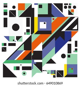 Trendy geometric elements memphis greeting cards design. Retro style texture, pattern and elements. Modern abstract design poster and cover template