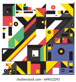 Trendy geometric elements memphis greeting cards design. Retro style texture, pattern and elements. Modern abstract design poster and cover template