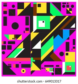 Trendy geometric elements memphis greeting cards design. Retro style texture, pattern and elements. Modern abstract design poster and cover template