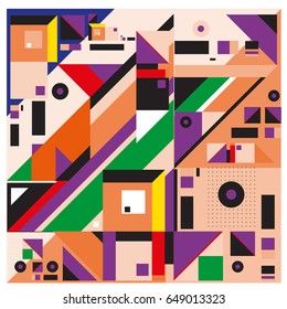 Trendy geometric elements memphis greeting cards design. Retro style texture, pattern and elements. Modern abstract design poster and cover template