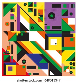 Trendy geometric elements memphis greeting cards design. Retro style texture, pattern and elements. Modern abstract design poster and cover template