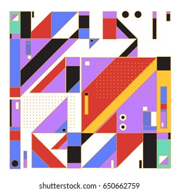 Trendy geometric elements memphis greeting cards design. Retro style texture, pattern and elements. Modern abstract design poster and cover template