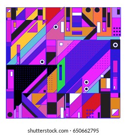 Trendy geometric elements memphis greeting cards design. Retro style texture, pattern and elements. Modern abstract design poster and cover template