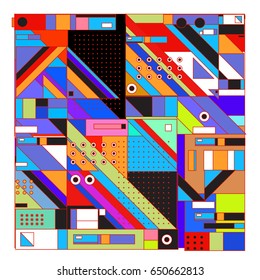 Trendy geometric elements memphis greeting cards design. Retro style texture, pattern and elements. Modern abstract design poster and cover template