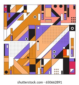 Trendy geometric elements memphis greeting cards design. Retro style texture, pattern and elements. Modern abstract design poster and cover template
