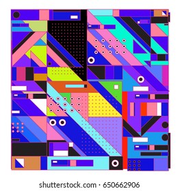 Trendy geometric elements memphis greeting cards design. Retro style texture, pattern and elements. Modern abstract design poster and cover template