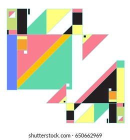 Trendy geometric elements memphis greeting cards design. Retro style texture, pattern and elements. Modern abstract design poster and cover template