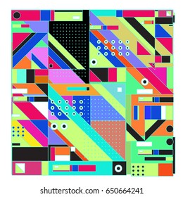 Trendy geometric elements memphis greeting cards design. Retro style texture, pattern and elements. Modern abstract design poster and cover template