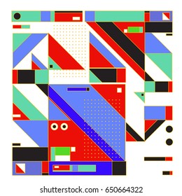 Trendy geometric elements memphis greeting cards design. Retro style texture, pattern and elements. Modern abstract design poster and cover template