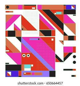 Trendy geometric elements memphis greeting cards design. Retro style texture, pattern and elements. Modern abstract design poster and cover template