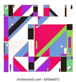 Trendy geometric elements memphis greeting cards design. Retro style texture, pattern and elements. Modern abstract design poster and cover template