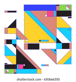 Trendy geometric elements memphis greeting cards design. Retro style texture, pattern and elements. Modern abstract design poster and cover template