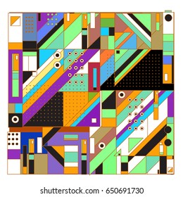 Trendy geometric elements memphis greeting cards design. Retro style texture, pattern and elements. Modern abstract design poster and cover template