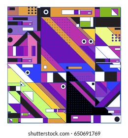 Trendy geometric elements memphis greeting cards design. Retro style texture, pattern and elements. Modern abstract design poster and cover template