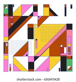 Trendy geometric elements memphis greeting cards design. Retro style texture, pattern and elements. Modern abstract design poster and cover template
