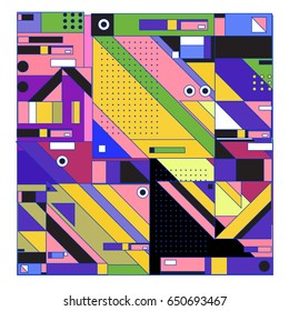 Trendy geometric elements memphis greeting cards design. Retro style texture, pattern and elements. Modern abstract design poster and cover template